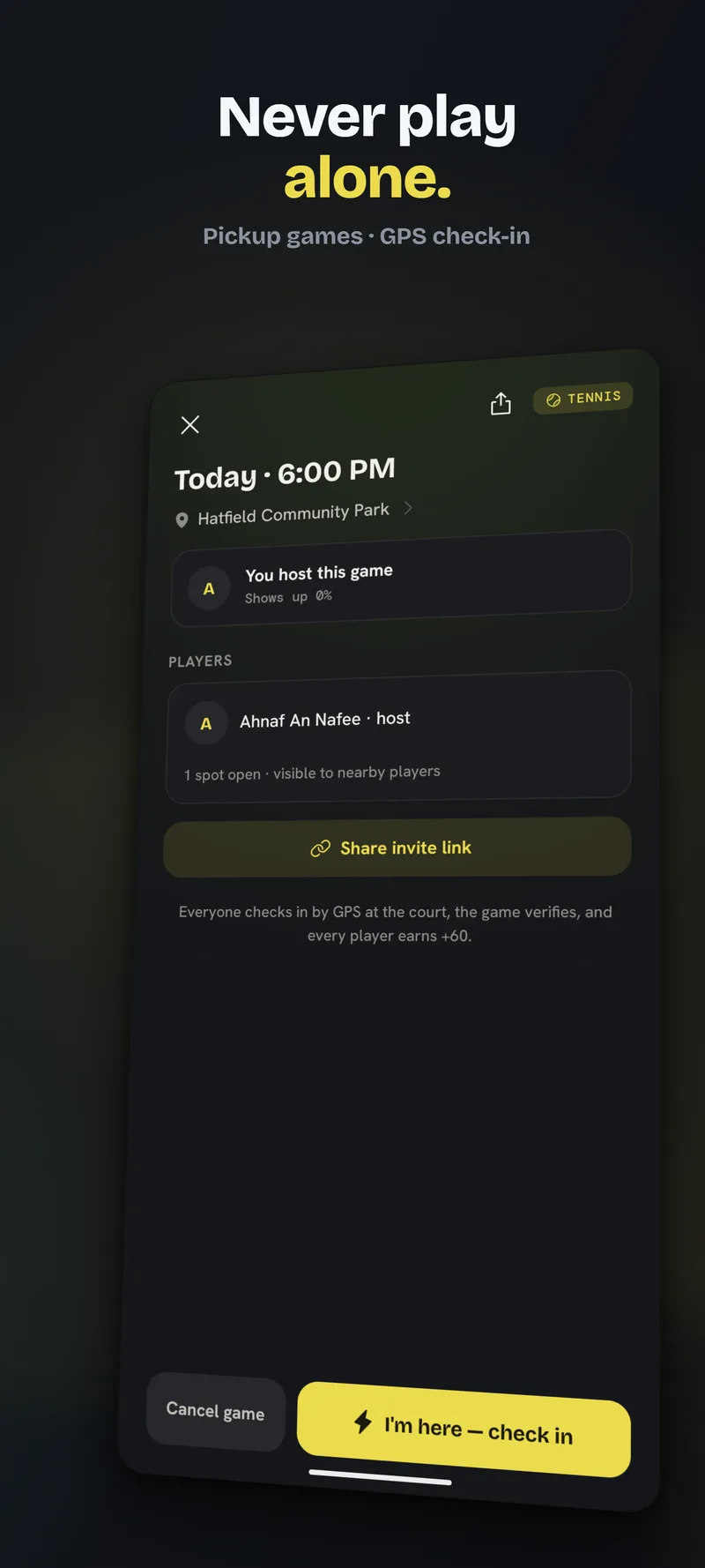 Pickup games: open matches near you with player slots